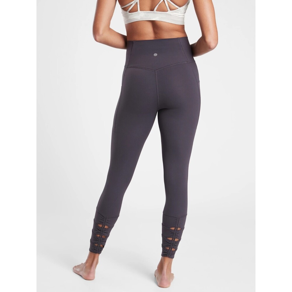 Athleta Salutation Stash Pocket II Cinch 7/8 Grey Yoga Legging Tights Size XS